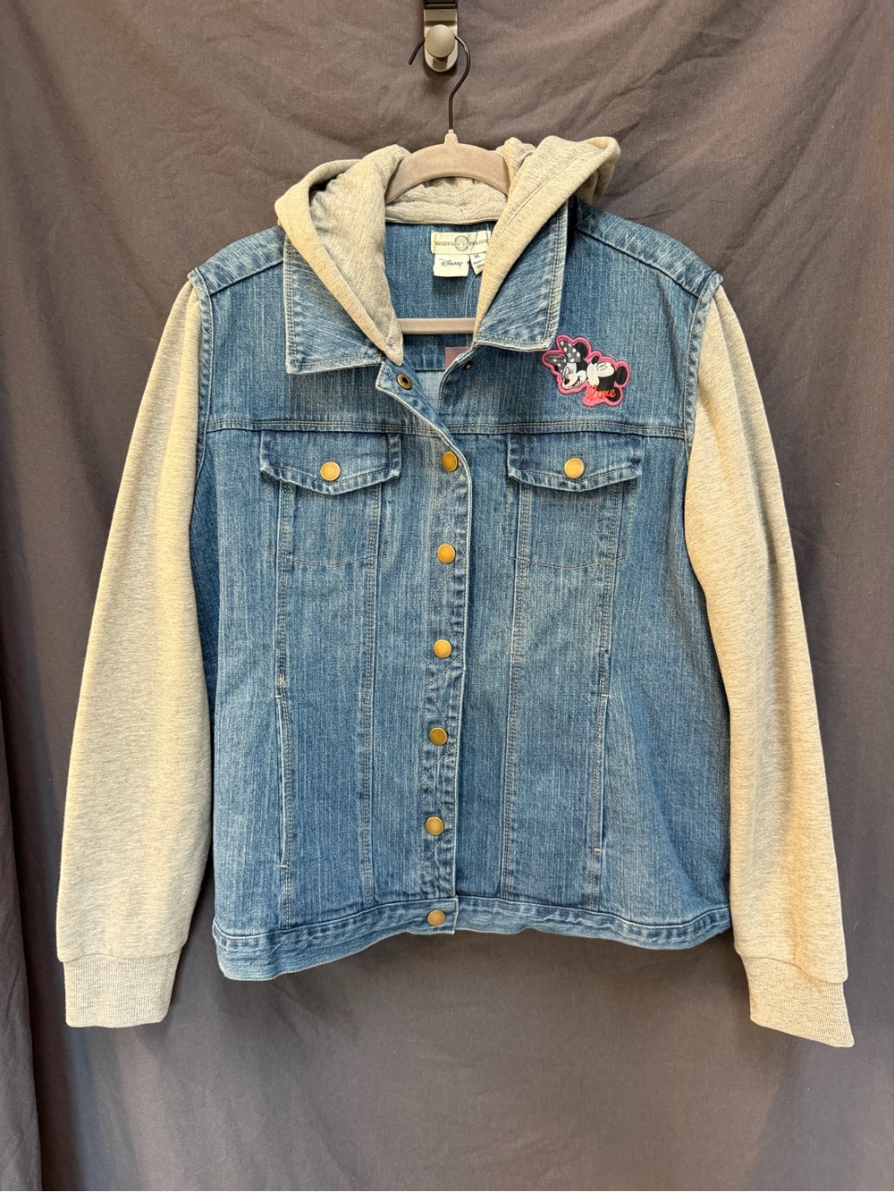 NWT Disney Mickey Minnie Love Denim Hooded Jacket XL